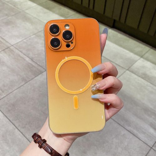 Luminous Magnetic Gradient for Iphone14pro Phone Case Apple 15 Lens All-Inclusive Pc Drop-Resistant I13 Apply Mechanically