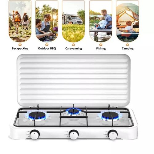 Triple Gas Hob With Lid Rosberg R51454D3 2x2.2kWh 1x1kWh 30 mbar Carbon steel - Multicolor