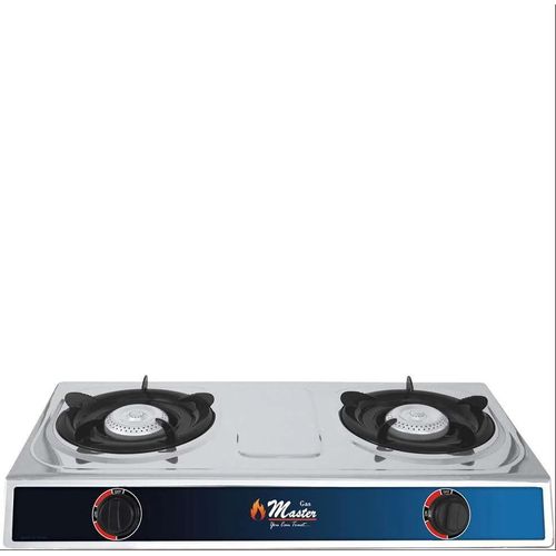 Electro Master Double 2 Burner Gas Cooker Table-Top Gas Stove Hob Hot Plate For Heavy And Large Pot Pans- Silver
