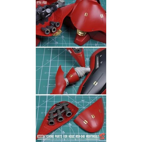 for HG 1/144 MSN-04II Nightingale 's Thruster AW9 Metal Detail up Parts Etched Sheet with Water Slide Decal Sticker Set B