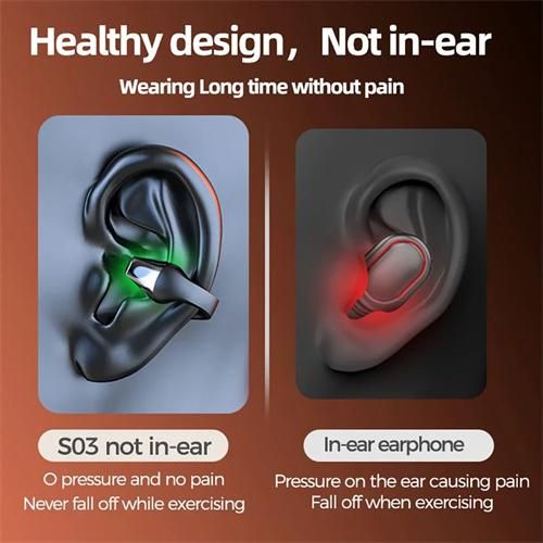 TWS Wireless Bluetooth 5.2 Bone Conduction Headphones S03 Touch LED Earbuds