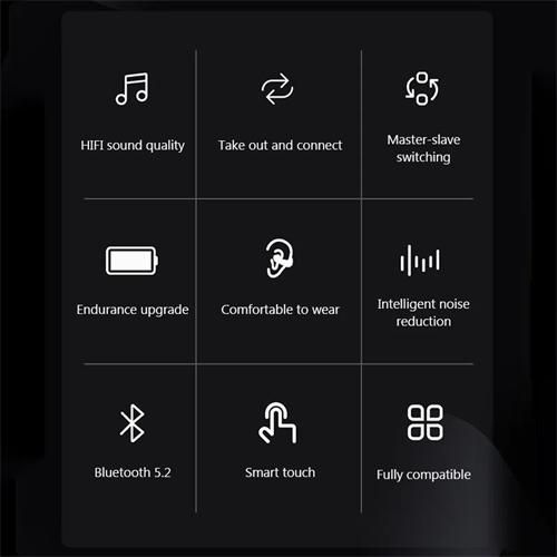 TWS Wireless Bluetooth 5.2 Bone Conduction Headphones S03 Touch LED Earbuds