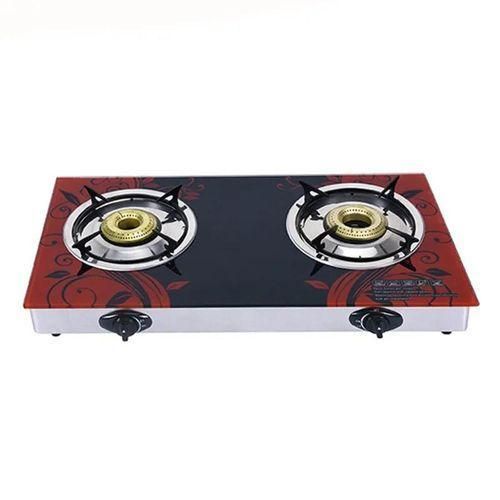 Pixel Double Burner Glass Gas Stove Black