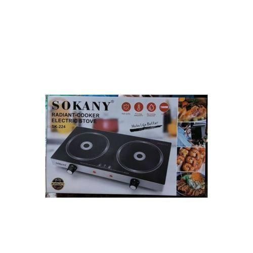Sokany High Efficient Infrared Electric Cooker With 2 Burners-Black