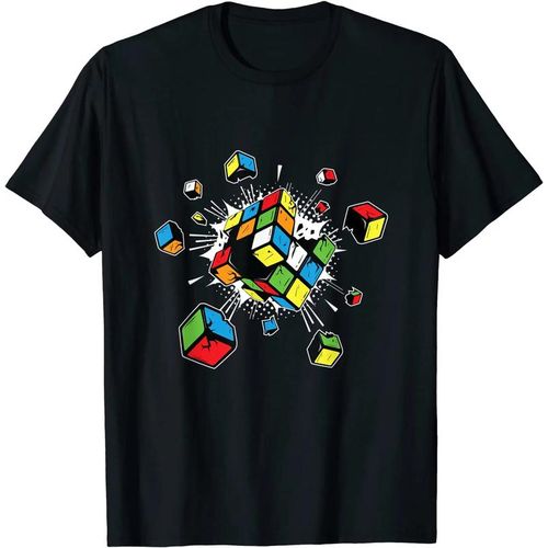 Exploding rubix rubikspresent gift for kids T-Shirt Fitness Tight Tshirts Classic Tops & Tees Cotton Men Casual