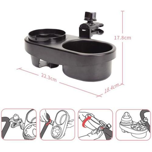 Stroller Double Cup Holder Pushchair Bottle Snack Box Shelf J4100