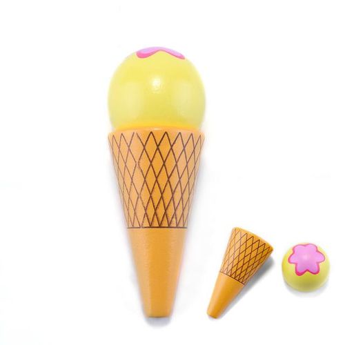 Set Wooden Ice Ice Toys Cones and Sundae Pretend Play Food Set Cut Food Magnetic Swappable Pieces for Ice Creams