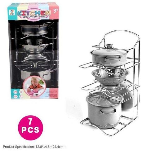 Safety Stainless Steel Kitchen Cooking Utensils Children Mini Tableware set Parent-child Interactive Game Simulation Kitchen