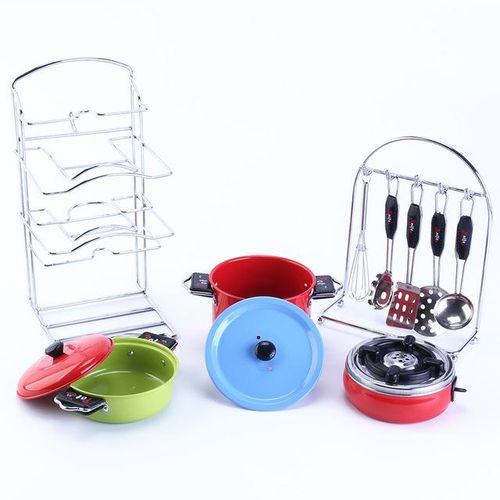 Safety Stainless Steel Kitchen Cooking Utensils Children Mini Tableware set Parent-child Interactive Game Simulation Kitchen