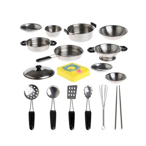 Safety Stainless Steel Kitchen Cooking Utensils Children Mini Tableware set Parent-child Interactive Game Simulation Kitchen