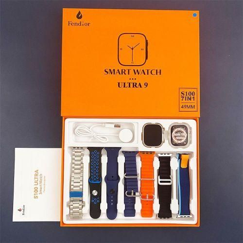 S100 Ultra 9 10in1 Smartwatch Wireless Charger Stainless Steel Multi Strap Protective Case Android IOS Smart Watch