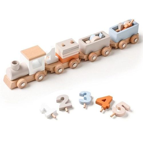 Baby Wooden Train Birthday Montessori Toys Baby Educational Toys Wooden Trolley Game Boys And Girls 1 2 3 4 5 Baby Learning