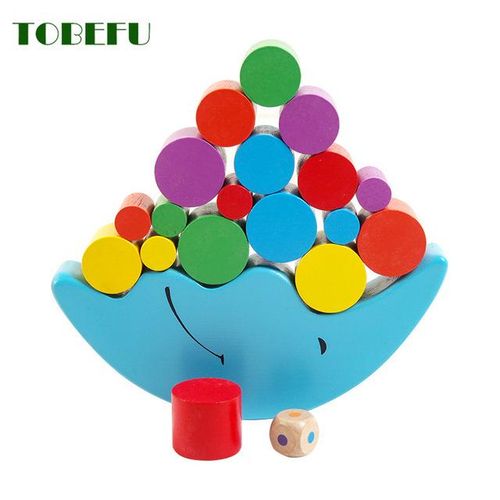Wooden Stacking Blocks Balancing Puzzle Moon Equilibrium Game Montessori Parent-Child Interaction Sorting Toys for Children