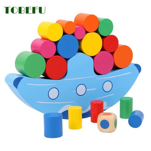 Wooden Stacking Blocks Balancing Puzzle Moon Equilibrium Game Montessori Parent-Child Interaction Sorting Toys for Children