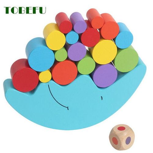 Wooden Stacking Blocks Balancing Puzzle Moon Equilibrium Game Montessori Parent-Child Interaction Sorting Toys for Children
