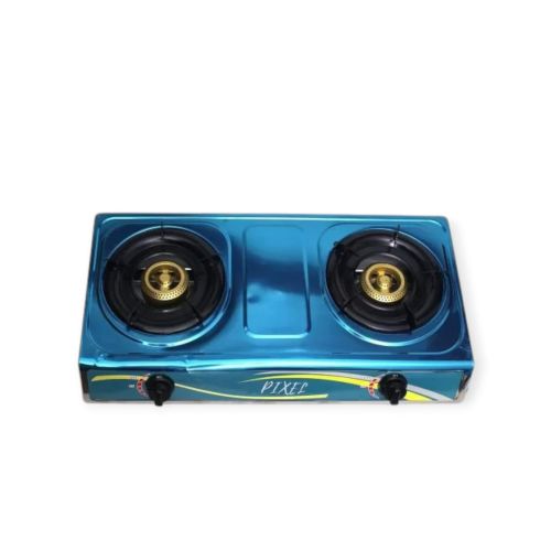 Pixel Double Burner Gas Stove With Automatic Ignition - Black