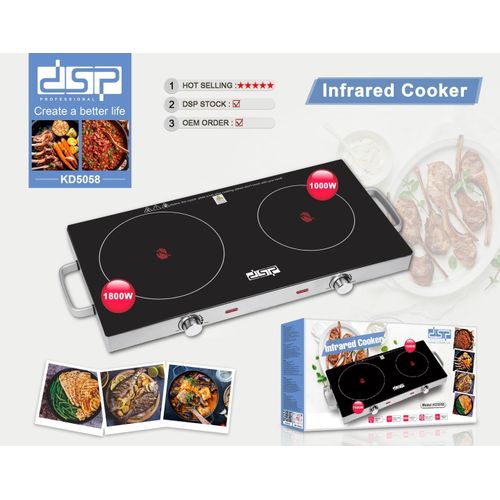 Dsp Double Seat Electric Infrared Cooker Induction Heater Ceramic Glass Plate LED Display Control Timer -Multicolor