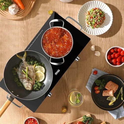 Dsp Double Seat Electric Infrared Cooker Induction Heater Ceramic Glass Plate LED Display Control Timer -Multicolor
