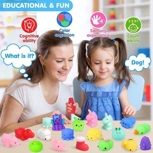 100PC Mini Squishy Toys Mochi Squishies Bulk Kawaii Animals Fruits Squishy Stress Relief Squeeze Fidget Toy For Kids Boys
