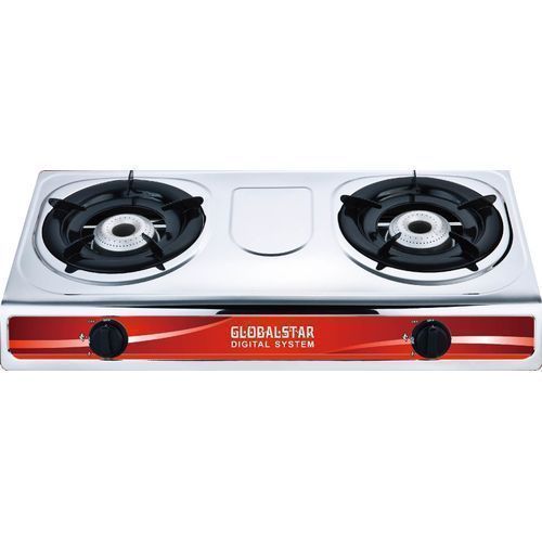 Global Star GS-S206ZB Double Burner Gas Stove Stainless Steel - White