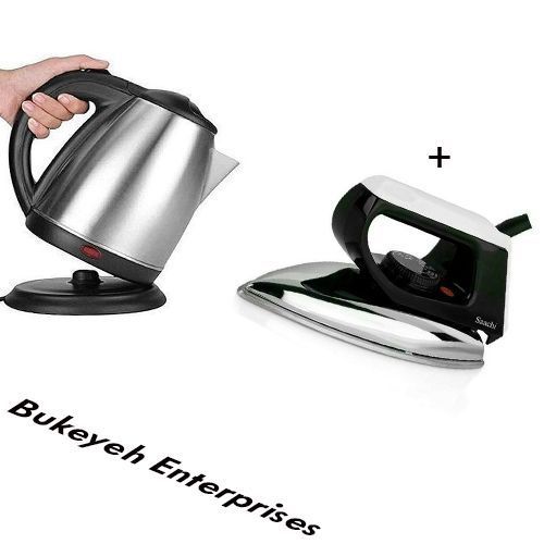 Saachi Flat Iron with 2 litres Kettle - Black, Grey, Silver