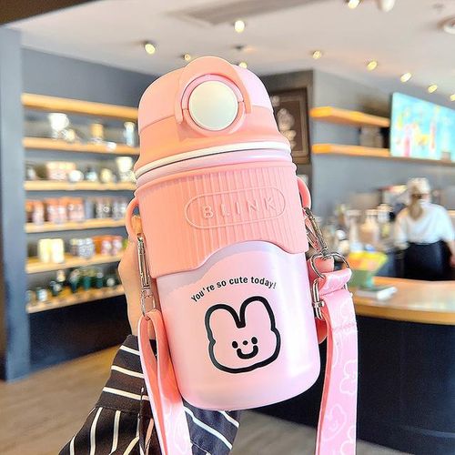 480ml Cartoon Warm Stainless Steel 304 Coffee Thermos Mug Leak-Proof Non-Slip Car Vacuum Flask Travel Thermal Cup Water Bottle