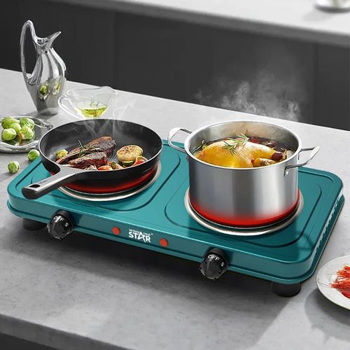 Winning star Double Solid Electric Hot Plate- Twin Solid Hot Plate- Green