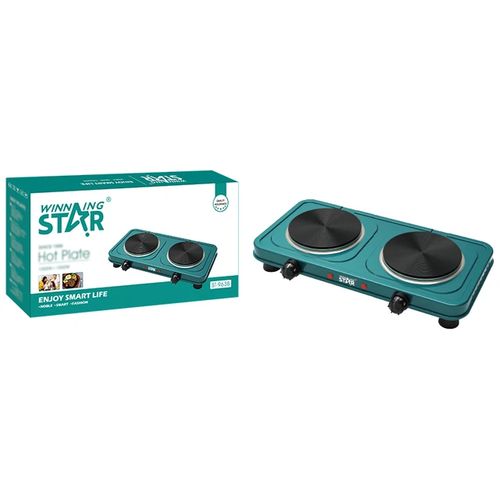 Winning star Double Solid Electric Hot Plate- Twin Solid Hot Plate- Green