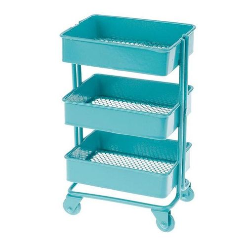 1:12 Miniature Shelf Bookshelf with Wheels Storage Cyan