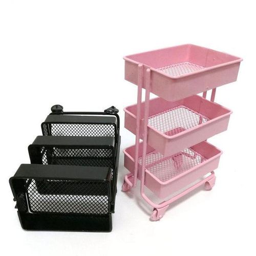 1:12 Miniature Shelf Bookshelf with Wheels Storage Cyan