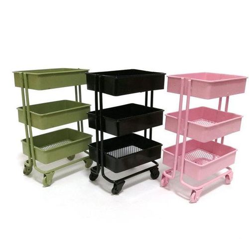 1:12 Miniature Shelf Bookshelf with Wheels Storage Cyan