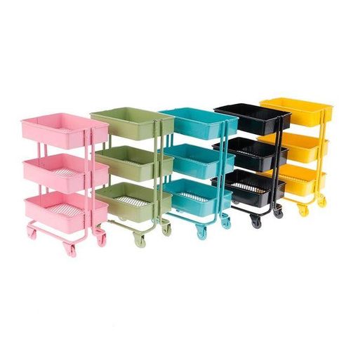 1:12 Miniature Shelf Bookshelf with Wheels Storage Cyan