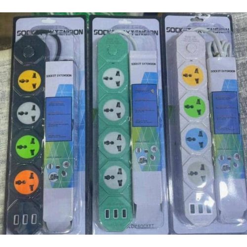 Socket Extension With Usb Ports -MultiColor-Colours May Vary
