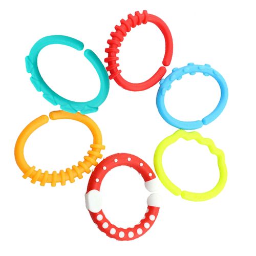 Infant Rattle Teether Rainbow Rings Cot Bed