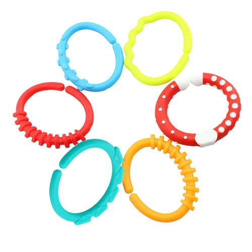 Infant Rattle Teether Rainbow Rings Cot Bed