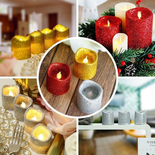 Silver,Golden,Red Glitter Flameless Candles Led