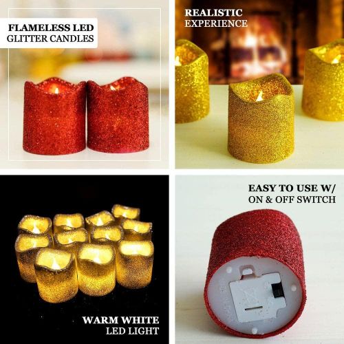 Silver,Golden,Red Glitter Flameless Candles Led