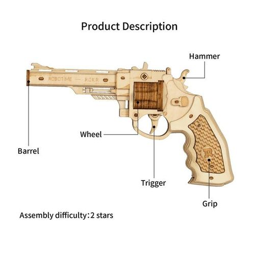 rokr 3D Wooden Puzzle Rubber Band Multi-Player Game TERMINATOR M870 Mechanical for Children Kids Boys
