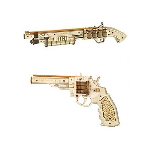 rokr 3D Wooden Puzzle Rubber Band Multi-Player Game TERMINATOR M870 Mechanical for Children Kids Boys