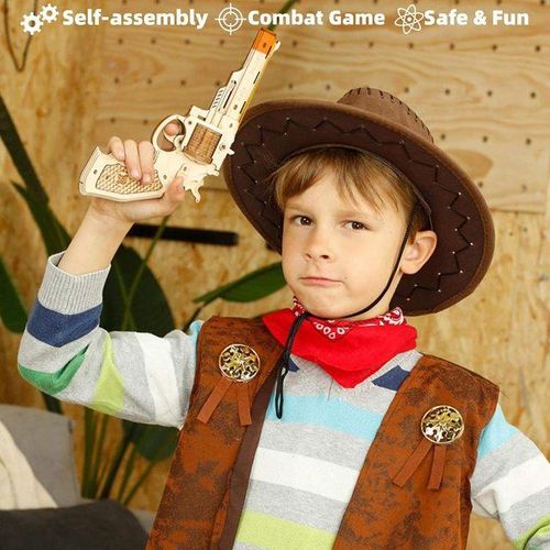 rokr 3D Wooden Puzzle Rubber Band Multi-Player Game TERMINATOR M870 Mechanical for Children Kids Boys