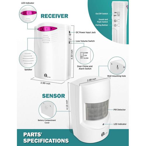 Driveway Alarm Wireless Outside,  Motion Sensor Alarm 1000 FT Range Extra Loud Chimes Home Security Alarm System  Protect Indoo
