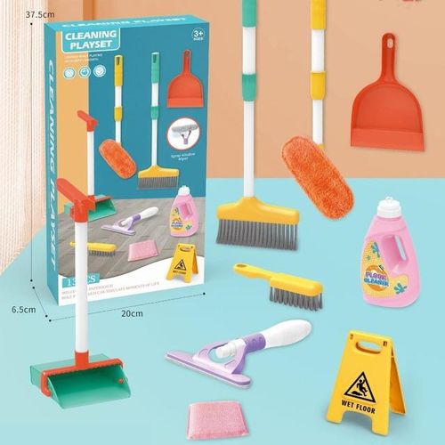 Kids Mini Simulation Cleaning Set Toys Children Pretend Play Housework Supplies Kit Broom Mop Wash Dishes Kindergarten Game