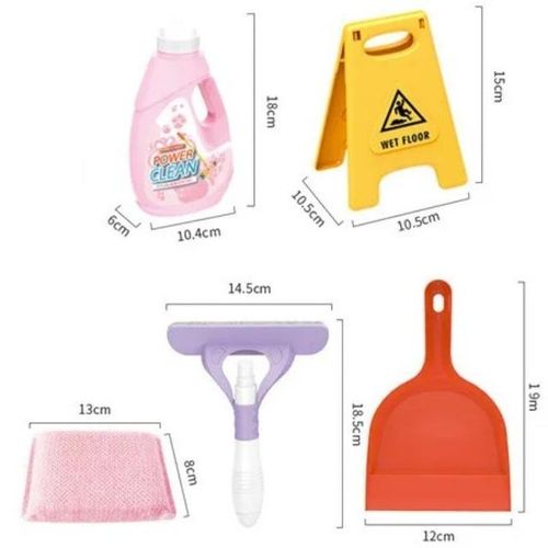Kids Mini Simulation Cleaning Set Toys Children Pretend Play Housework Supplies Kit Broom Mop Wash Dishes Kindergarten Game
