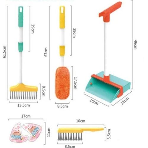 Kids Mini Simulation Cleaning Set Toys Children Pretend Play Housework Supplies Kit Broom Mop Wash Dishes Kindergarten Game