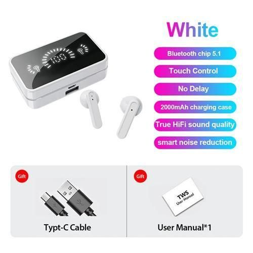 S20 Wireless Bluetooth Headphones Touch LED Stereo Audio 2500mAh Charging Case Earbuds with Microphone