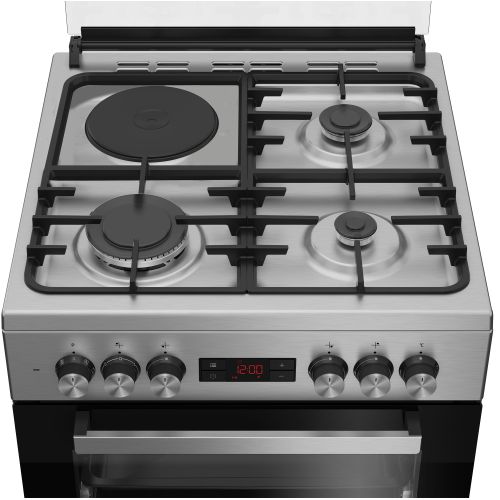 Beko Freestanding Oven Cooker FSM63330DXDSL, 2 Gas Burners, 1 Wok Burner + 1 Electric Hot Plate Multi-Functional - 60 Cm