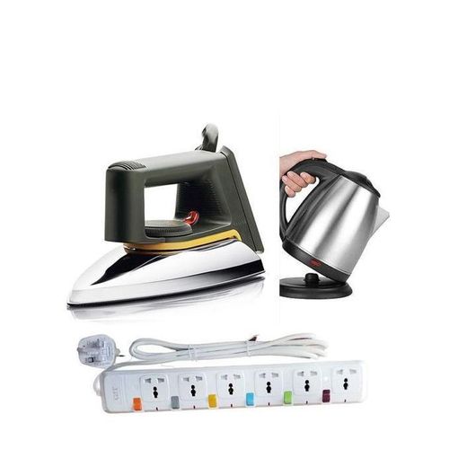 Bundle Of Flat Iron, Electric Kettle, 4Way G&T Extension - Silver