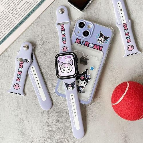 Kawaii Kuromi Silicone Strap For Watch 40mm 44mm 41mm 45mm For Iwatch 4/5/6/se/7/8 Ultra Band Belt Bracelet Iwatch Series