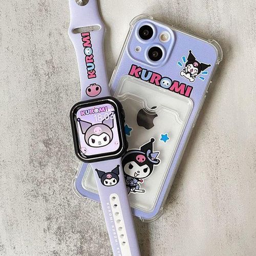 Kawaii Kuromi Silicone Strap For Watch 40mm 44mm 41mm 45mm For Iwatch 4/5/6/se/7/8 Ultra Band Belt Bracelet Iwatch Series