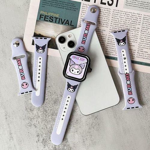 Kawaii Kuromi Silicone Strap For Watch 40mm 44mm 41mm 45mm For Iwatch 4/5/6/se/7/8 Ultra Band Belt Bracelet Iwatch Series